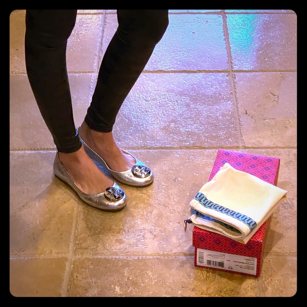 Tory Burch Reva Ballet 6.5 Paladium/Nickel